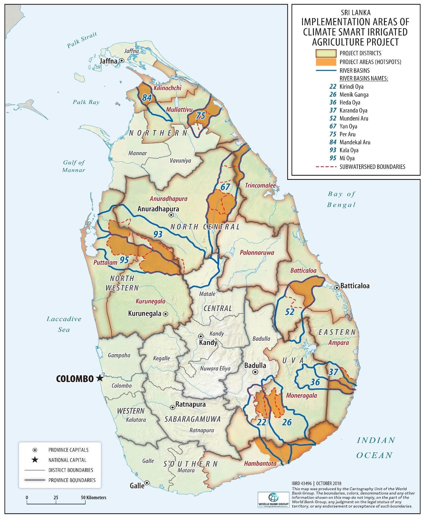 Implementation areas of Climate Smart Irrigated agriculture Project